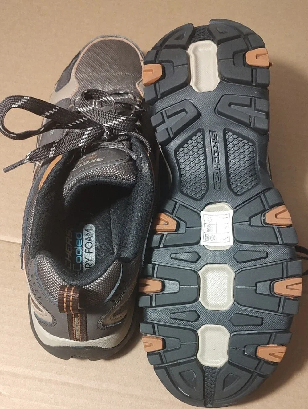 Skechers Men's Gray and Tan Outdoor Athletic Lace-Up Sneakers